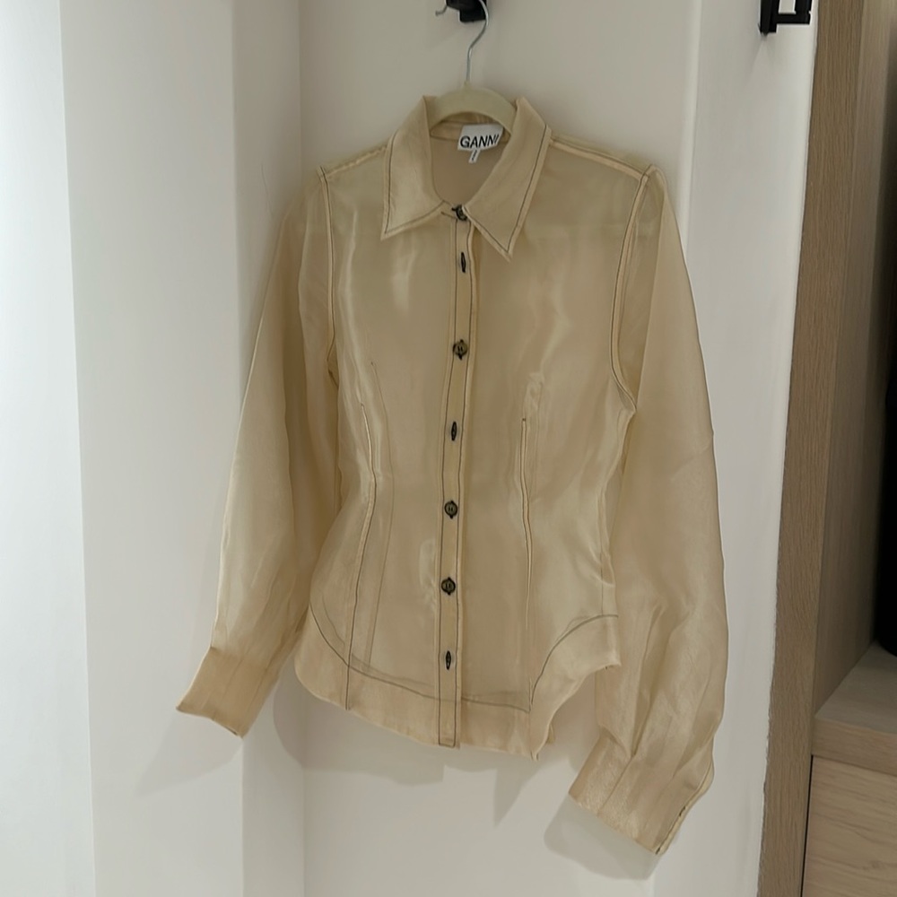 Ganni Organza top in ivory size small